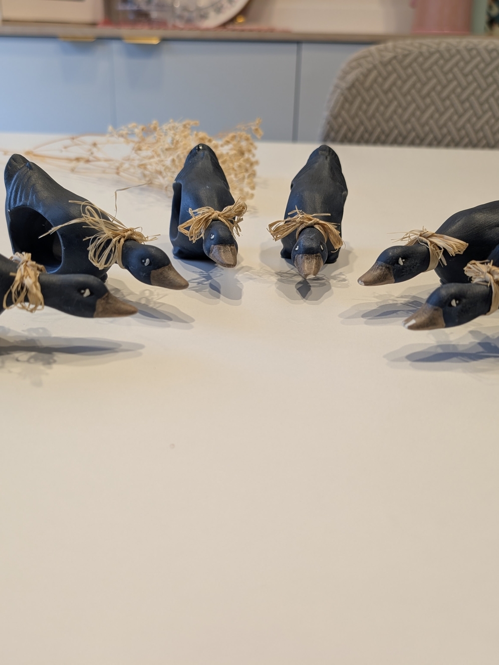 Vintage Bali Art Phonnie Blue Duck - Goose Napkin Holders — Set of 6